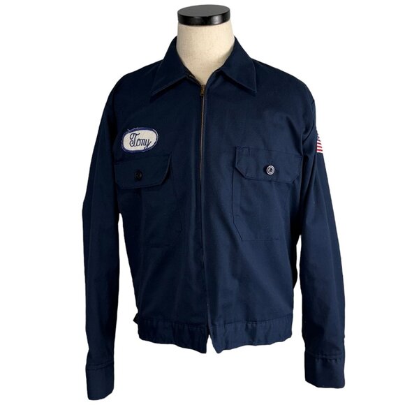 Vintage Ford Mechanic60's  Navy Blue Work Jacket By Miller Mfg Co Medium Scovill - Picture 3 of 13